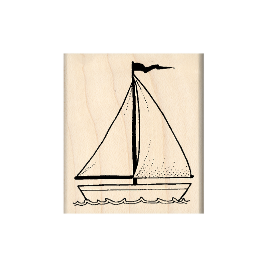 Sailboat Rubber Stamp 1.75" x 2" block