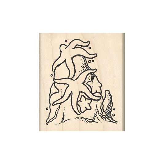 Starfish Rubber Stamp 1.75" x 2" block