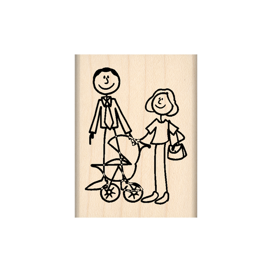New Family Rubber Stamp 1.5" x 2" block