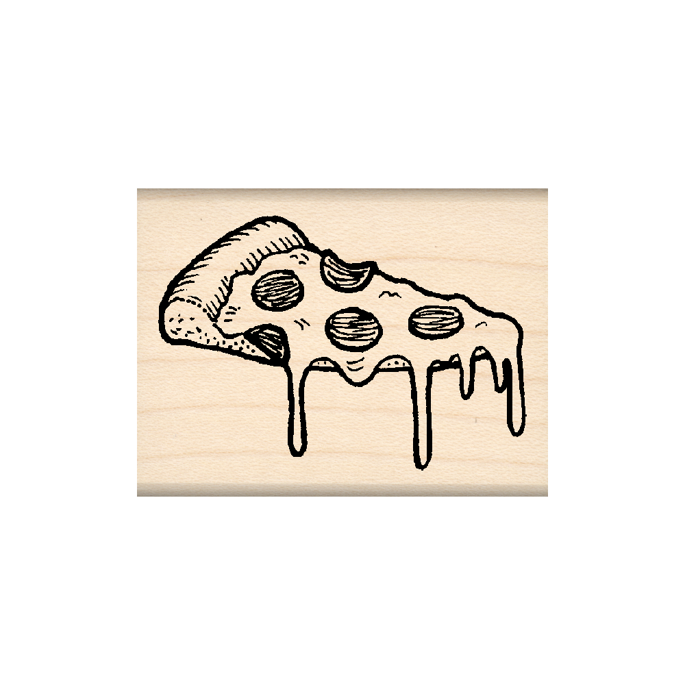 Pizza Rubber Stamp 1.5" x 2" block