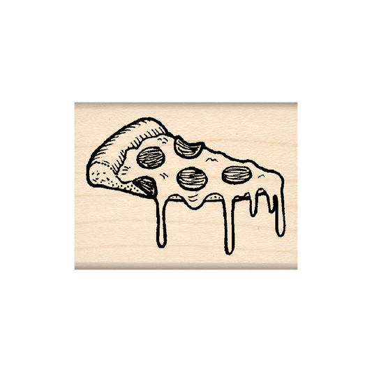 Pizza Rubber Stamp 1.5" x 2" block