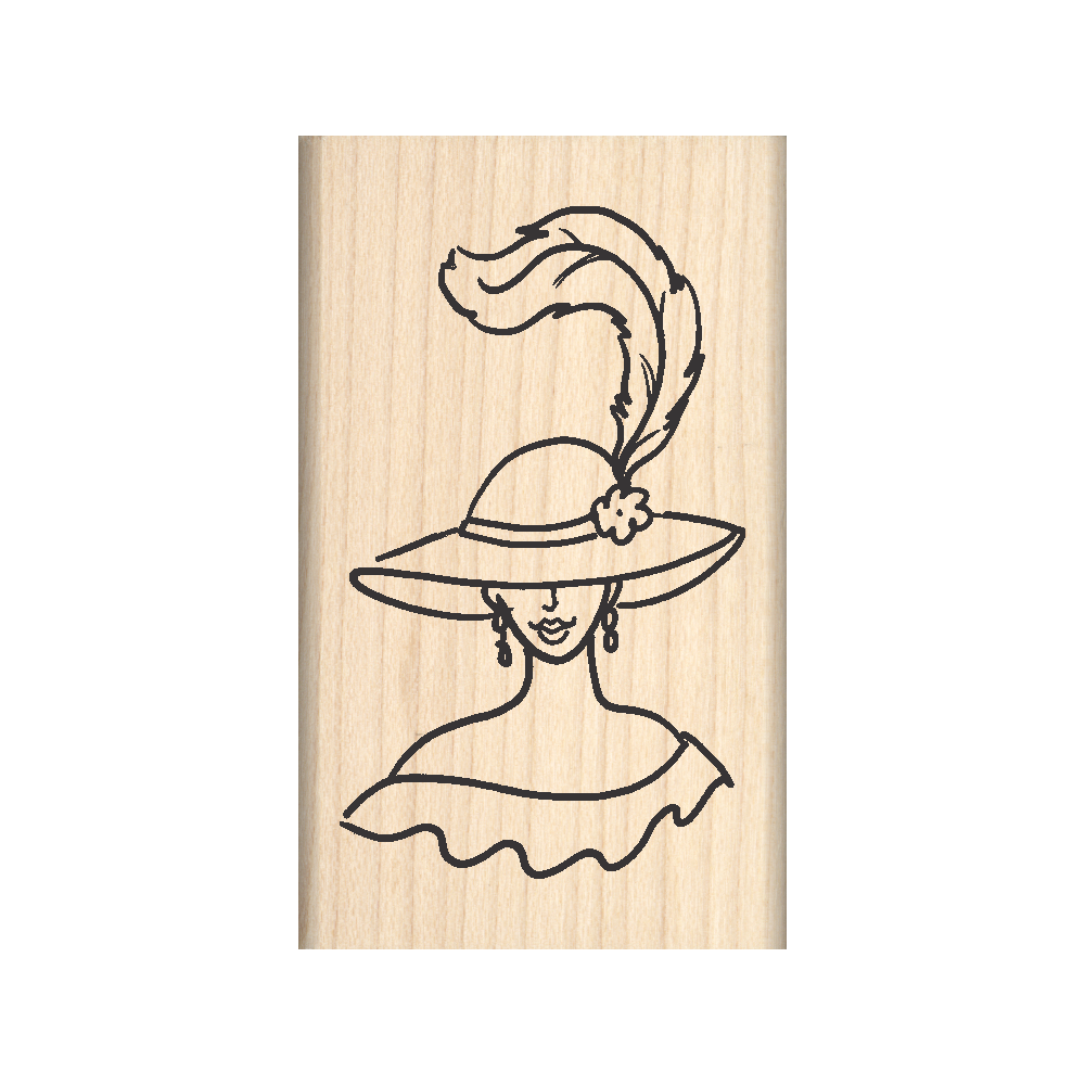 Red Hat Lady Rubber Stamp 1.5" x 2.5" block