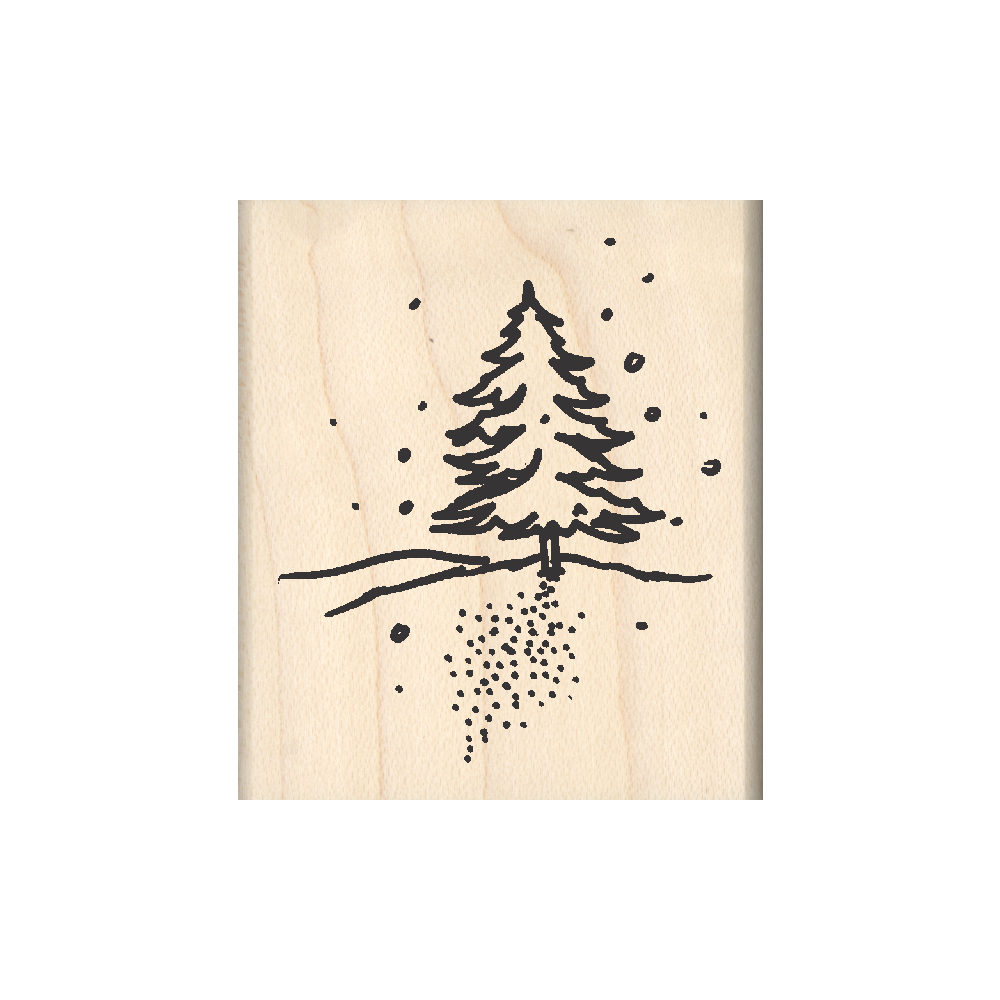 Tree Christmas Rubber Stamp 1.75" x 2" block