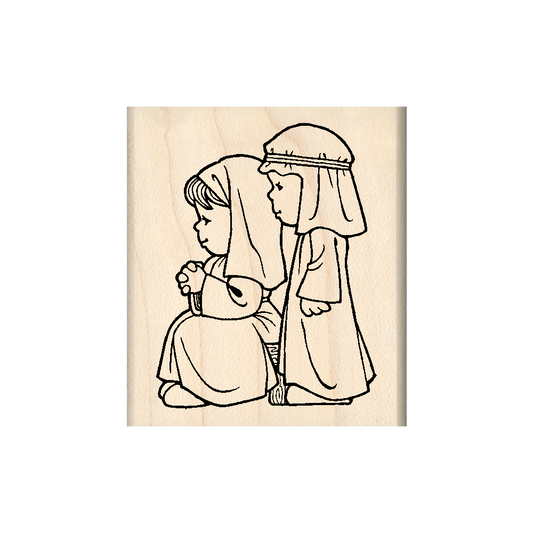 Mary & Joseph Christmas Nativity Rubber Stamp 1.75" x 2" block