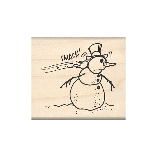 Snowman Snowball Christmas Rubber Stamp 1.75" x 2" block