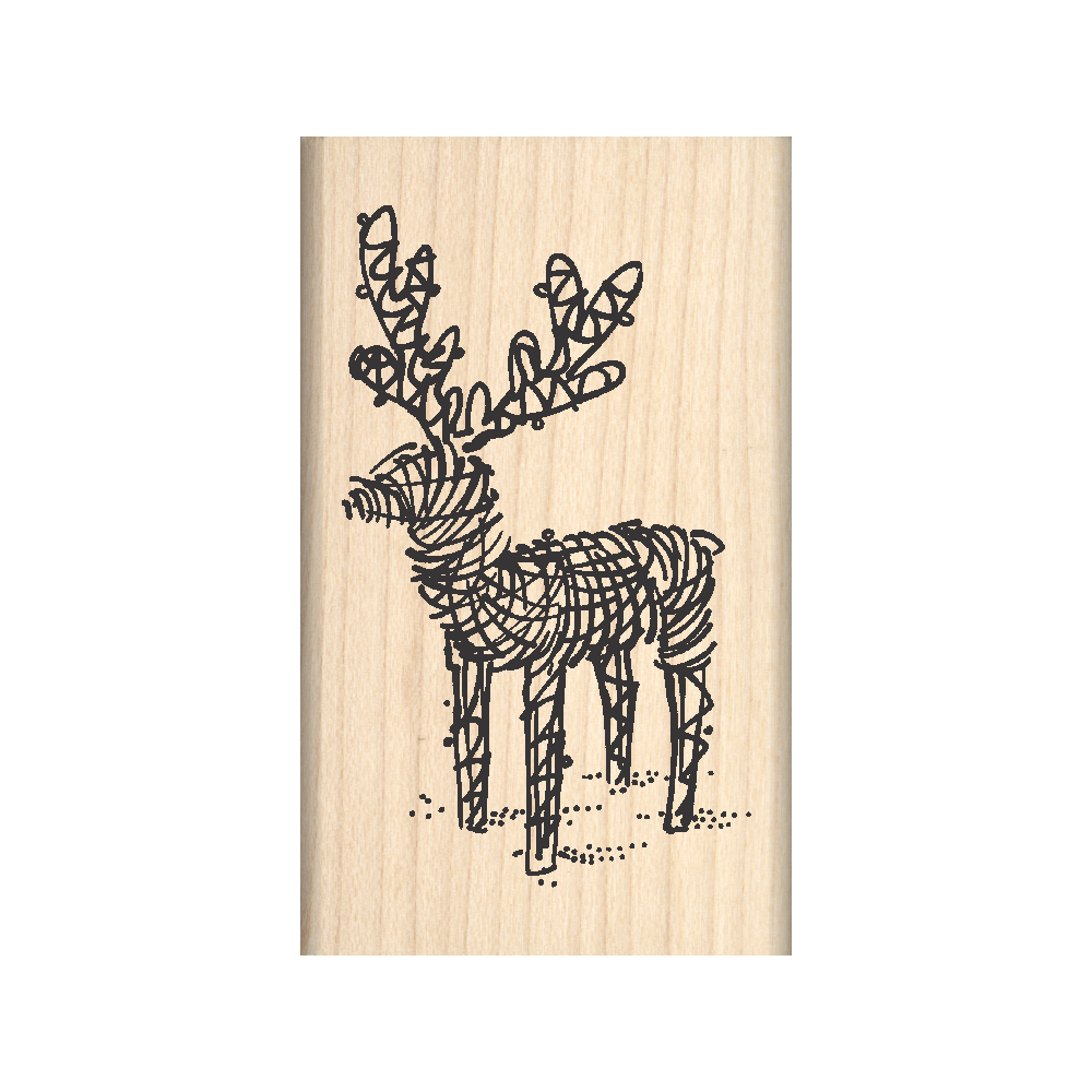 Reindeer Lawn Ornament Christmas Rubber Stamp  1.5" x 2.5" block