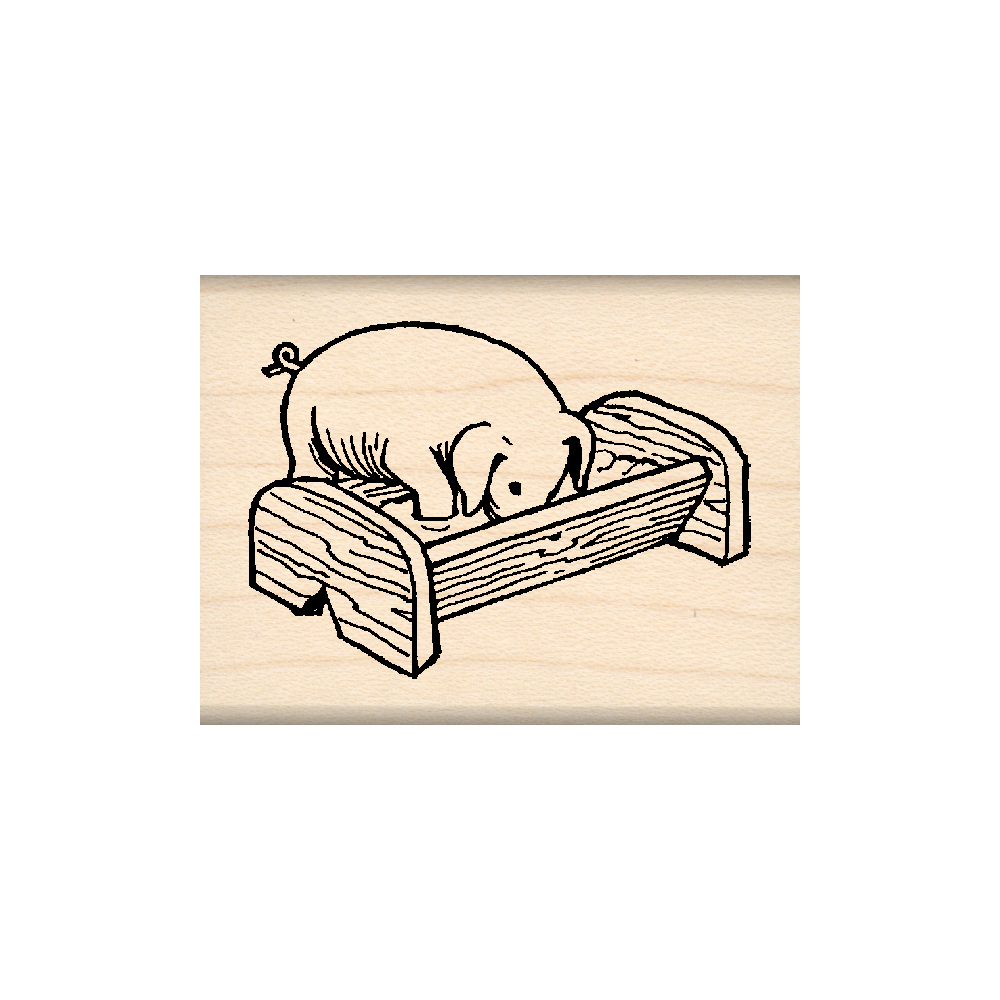 Pig Trough Rubber Stamp 1.5" x 2" block