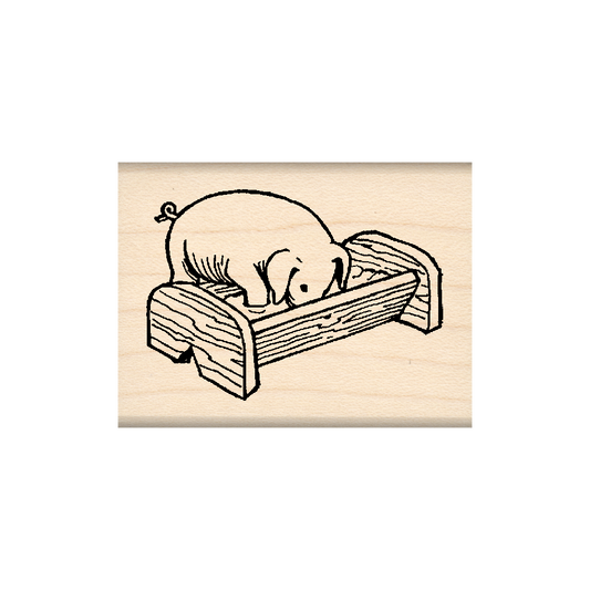 Pig Trough Rubber Stamp 1.5" x 2" block