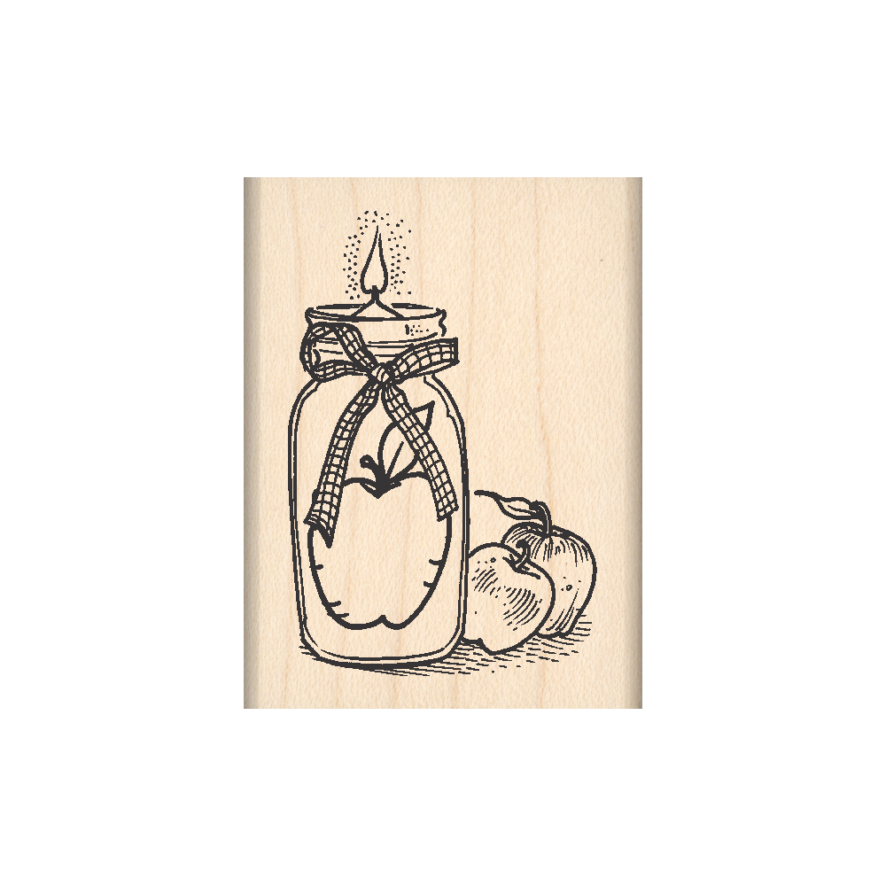 Spiced Apple Candle Rubber Stamp 1.5" x 2" block