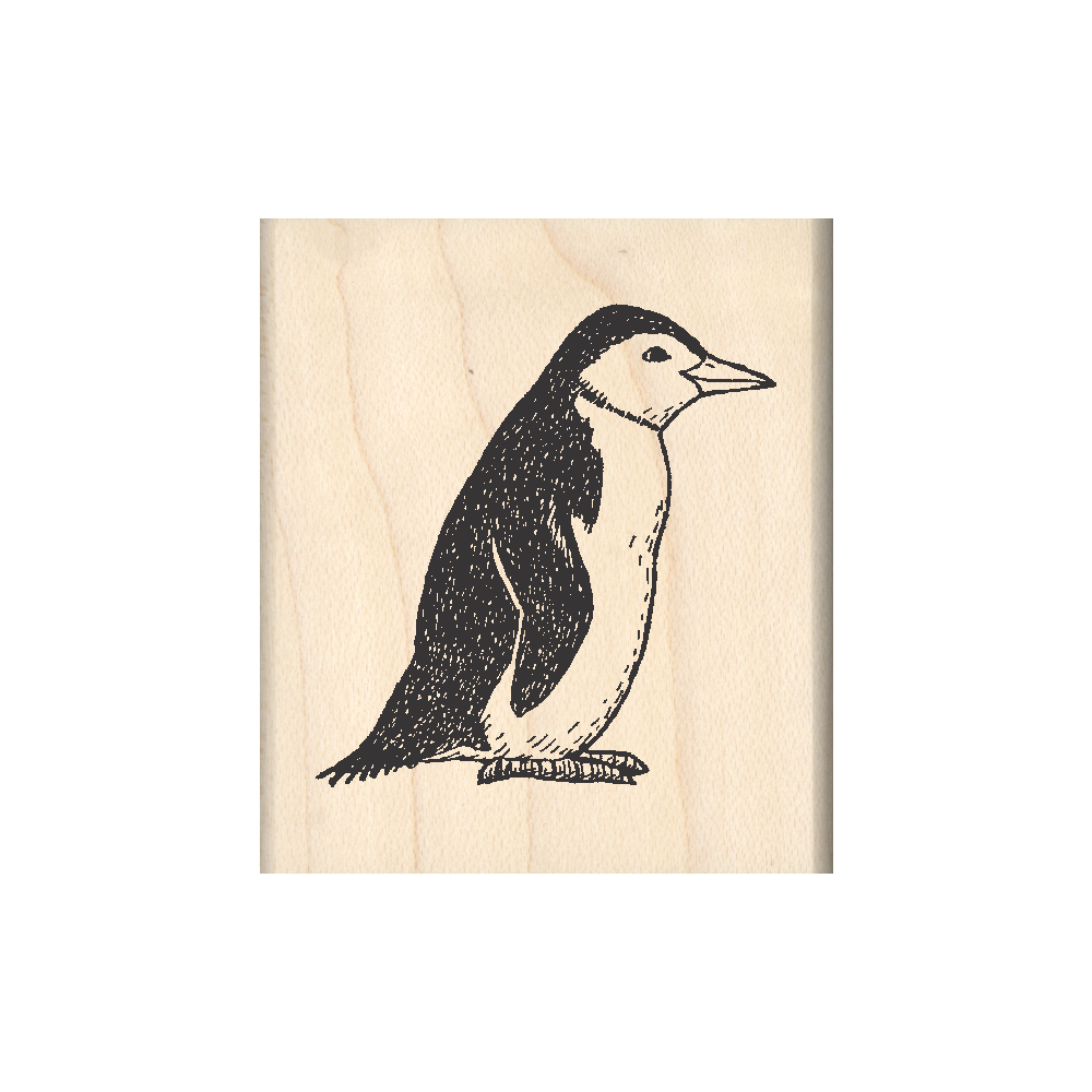 Penguin Rubber Stamp 1.75" x 2" block