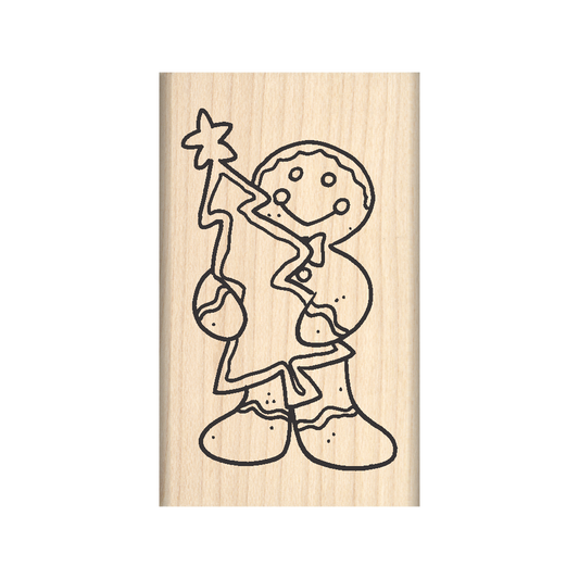 Ginger Bread Man Rubber Stamp 1.5" x 2.5" block