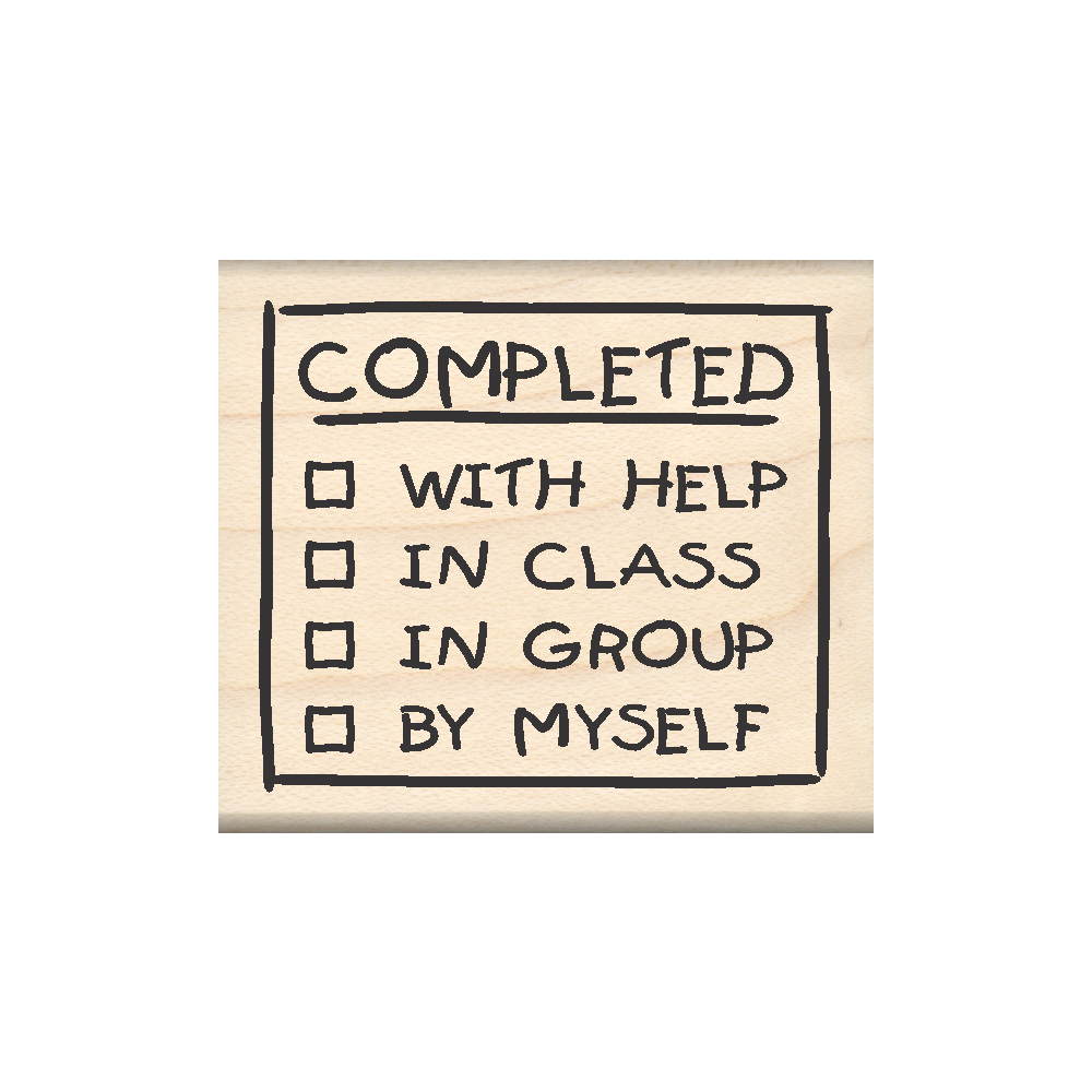 Completed with Help Spec. Ed. Teacher's Rubber Stamp 1.75" x 2" block