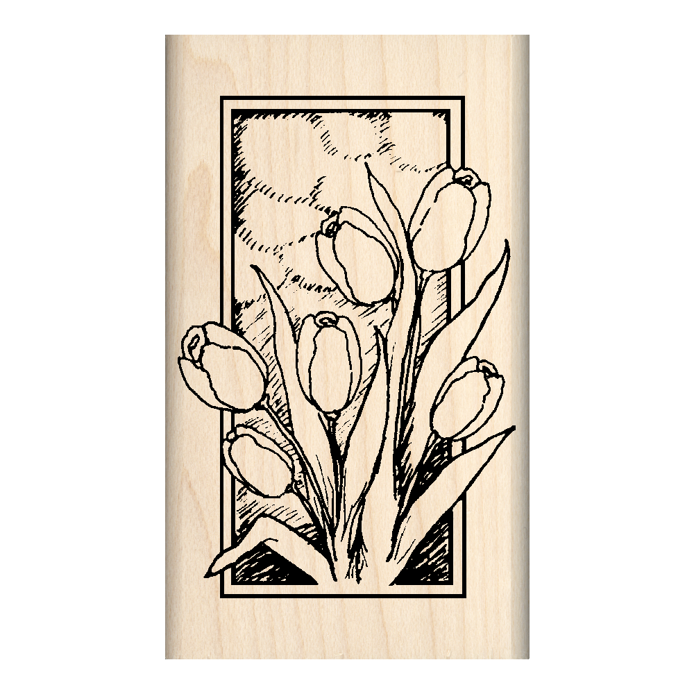 Tulips Rubber Stamp 1.75" x 2.5" block