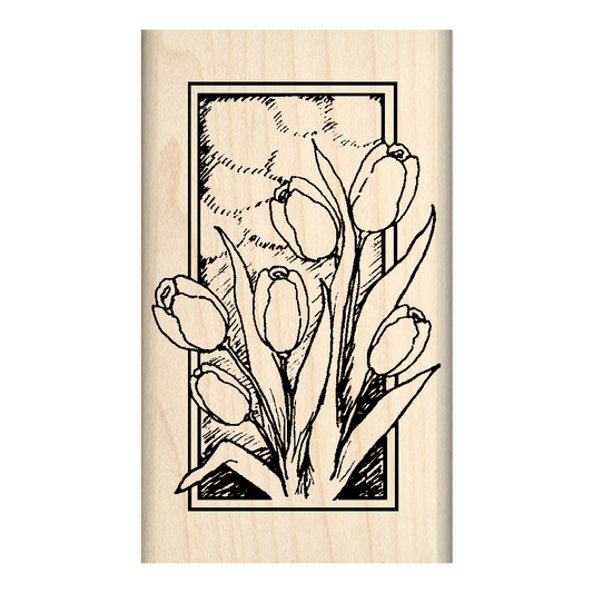Tulips Rubber Stamp 1.75" x 2.5" block