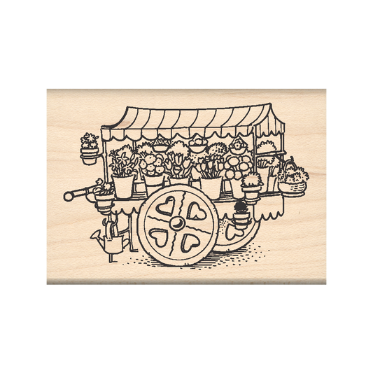 Garden cart Rubber Stamp 1.75" x 2.5" block