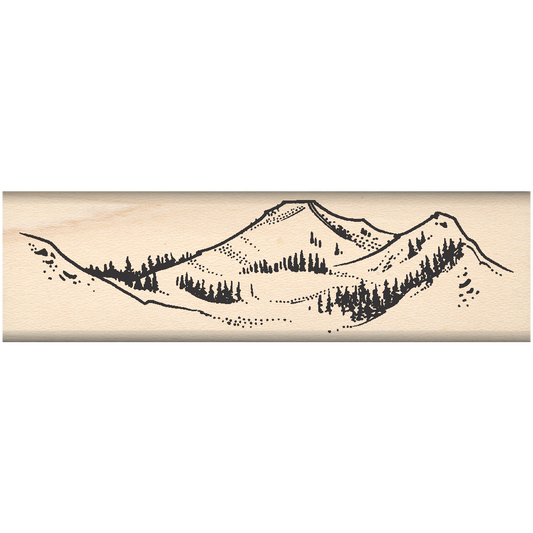 Mountain Scene Rubber Stamp 1.5" x 3.5" block
