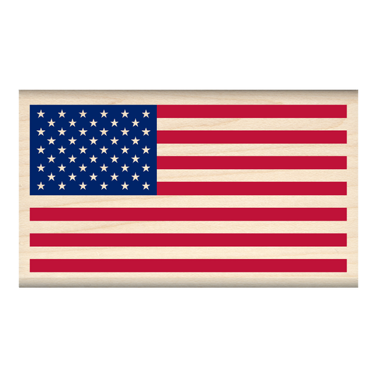 American Flag Rubber Stamp 1.75" x 3" block