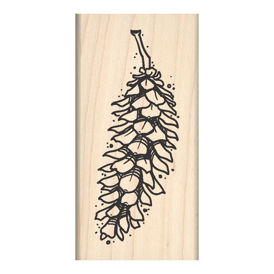 Pine Cone Rubber Stamp 1.5" x 3" block