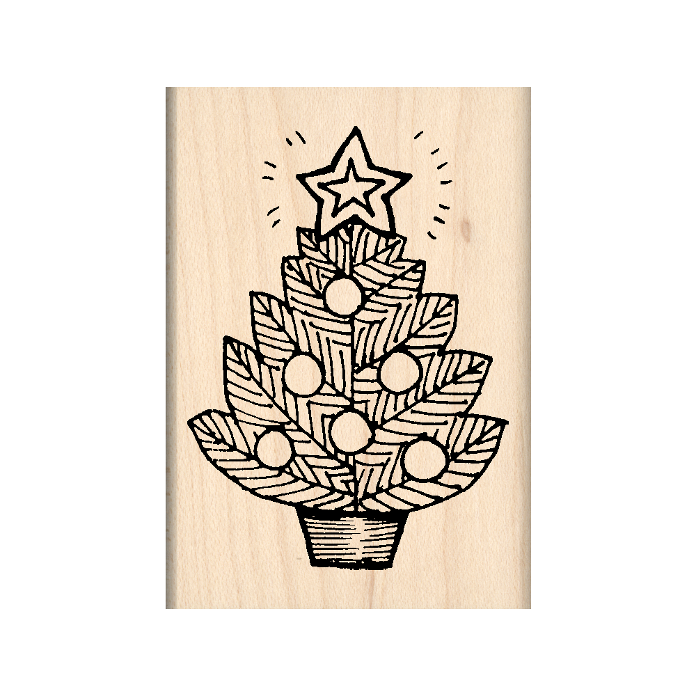 Christmas Tree Rubber Stamp 1.75" x 2.5" block
