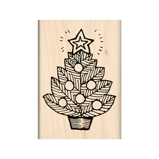 Christmas Tree Rubber Stamp 1.75" x 2.5" block