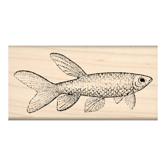 Fish Rubber Stamp 1.5" x 3" block
