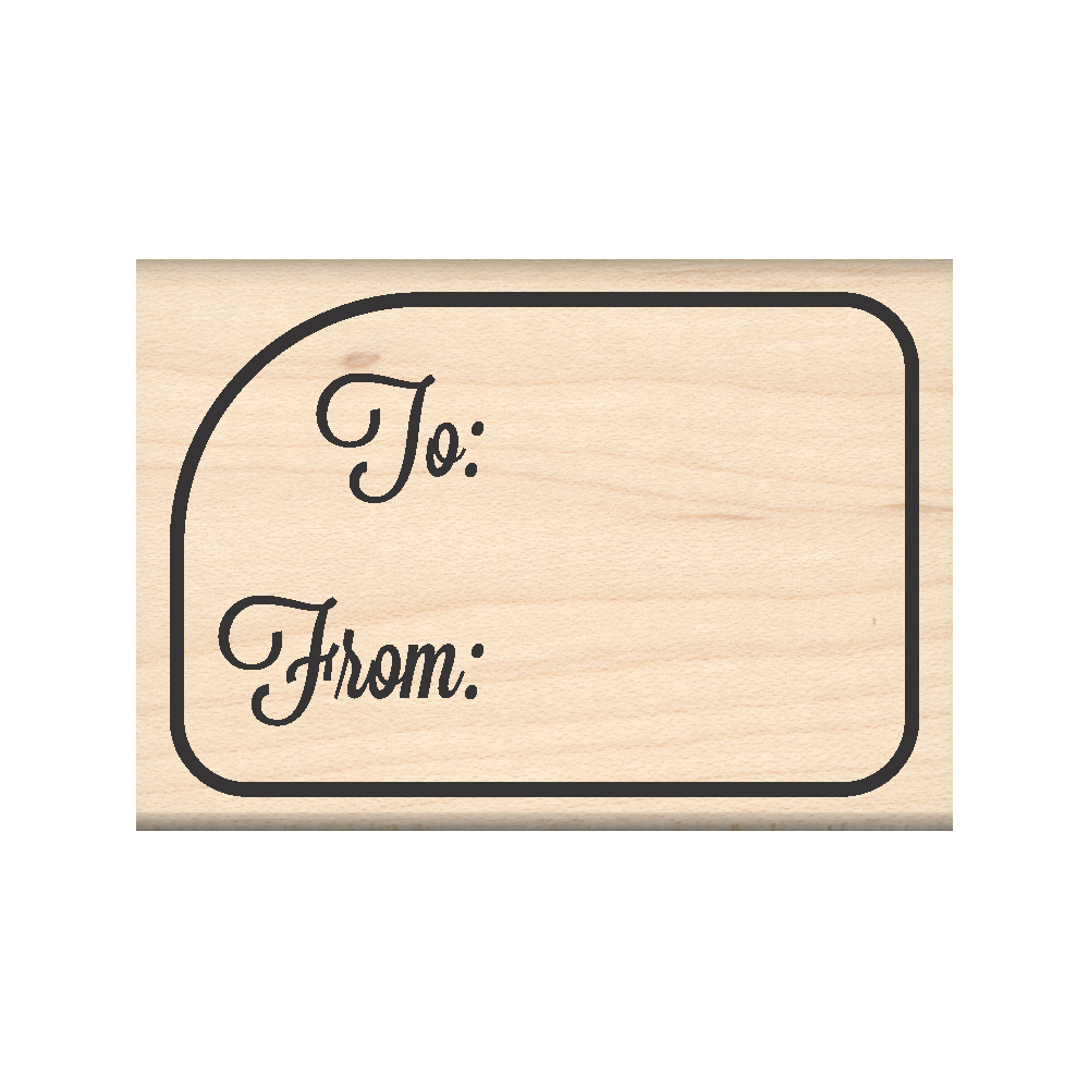 To From Gift Tag Christmas Rubber Stamp 1.75" x 3" block