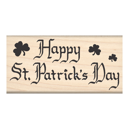 Happy St. Patrick's Day Rubber Stamp 1.5" x 3" block