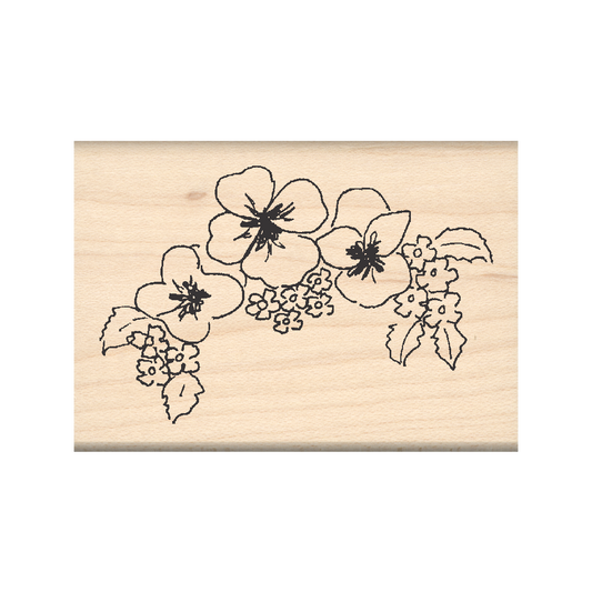 Pansy Border Rubber Stamp 1.75" x 2.5" block