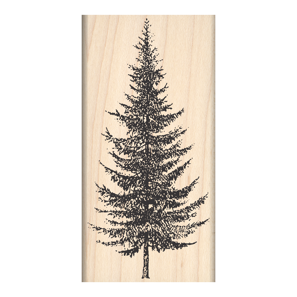 Pine Tree Rubber Stamp 1.5" x 3" block
