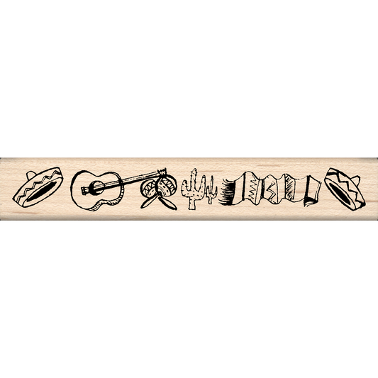 Mexican Border Rubber Stamp .75" x 4.5" block