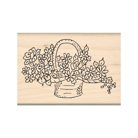 Flower Basket Rubber Stamp 1.75" x 2.5" block