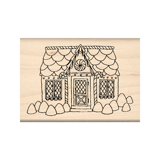 Gingerbread House Rubber Stamp 1.75" x 2.5" block