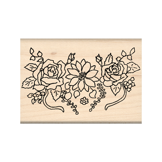 Flower Pattern Rubber Stamp 1.75" x 3" block