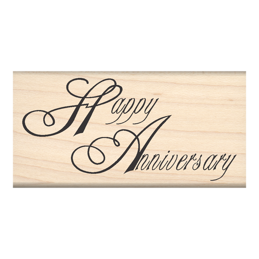 Happy Anniversary Rubber Stamp 1.5" x 3" block