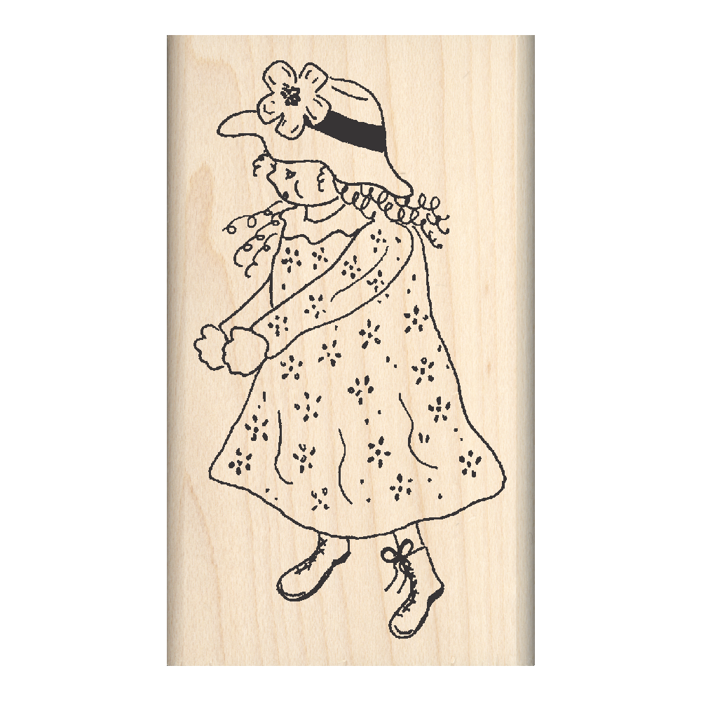 Doll Rubber Stamp 1.75" x 3" block