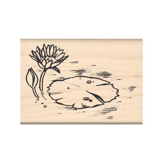 Water Lily Rubber Stamp 1.75" x 2.5" block