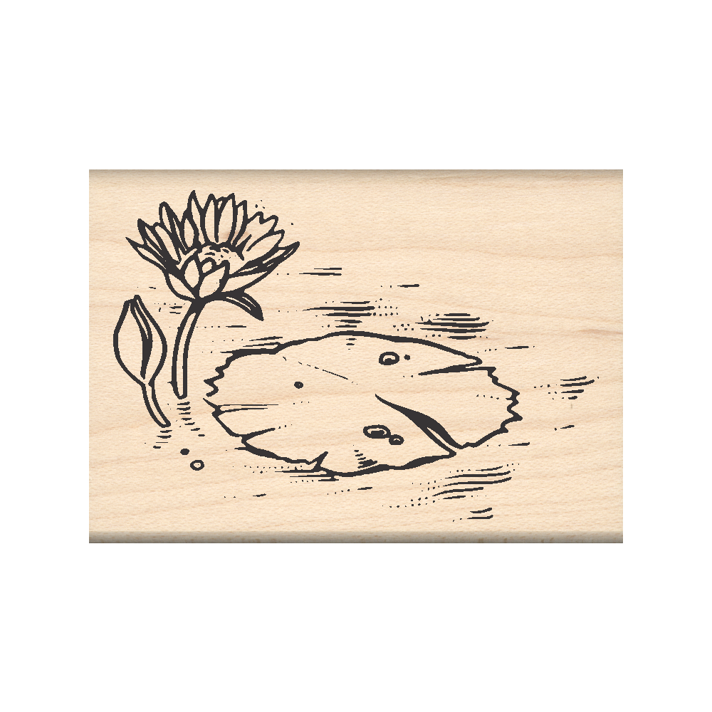 Water Lily Rubber Stamp 1.75" x 2.5" block