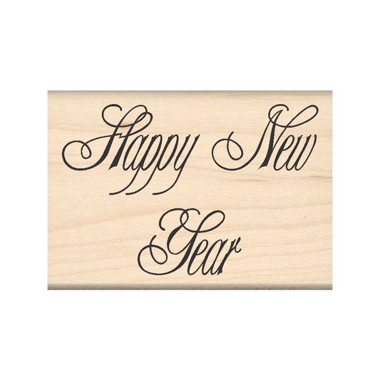 Happy New Year Rubber Stamp 1.75" x 2.5" block
