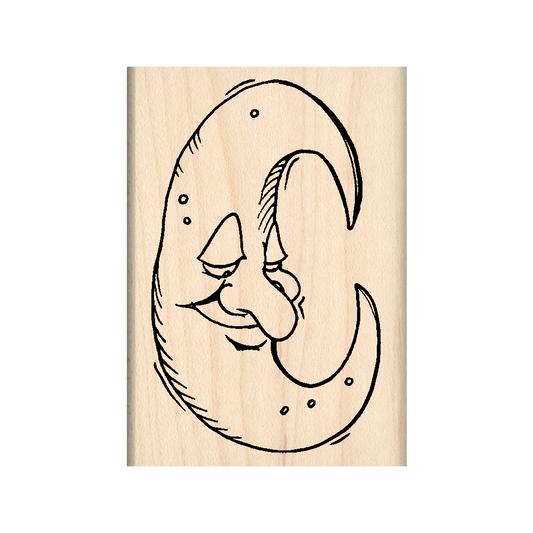 Moon Rubber Stamp 1.75" x 3" block