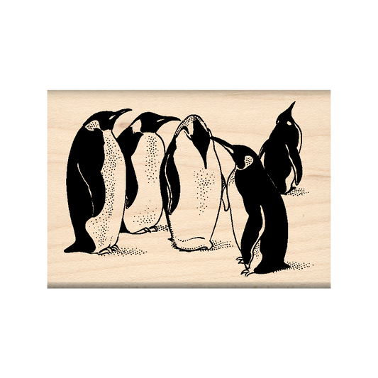 Penguins Rubber Stamp 1.75" x 2.5" block