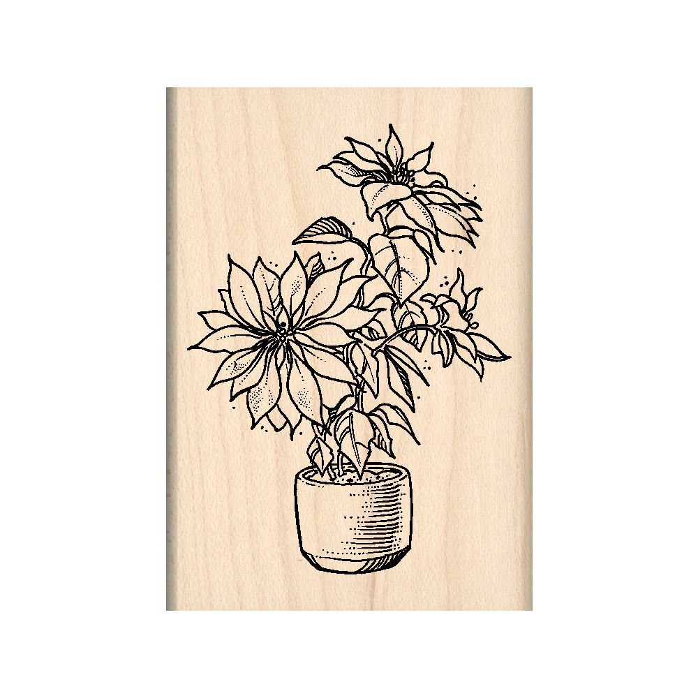 Poinsettia Rubber Stamp 1.75" x 2.5" block