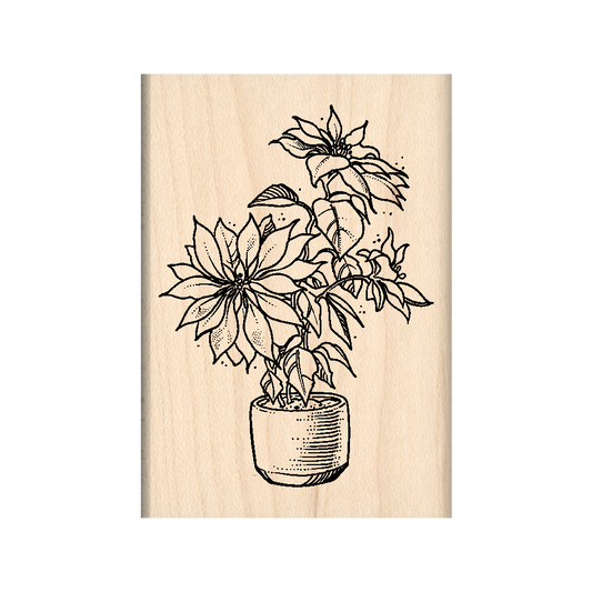 Poinsettia Rubber Stamp 1.75" x 2.5" block