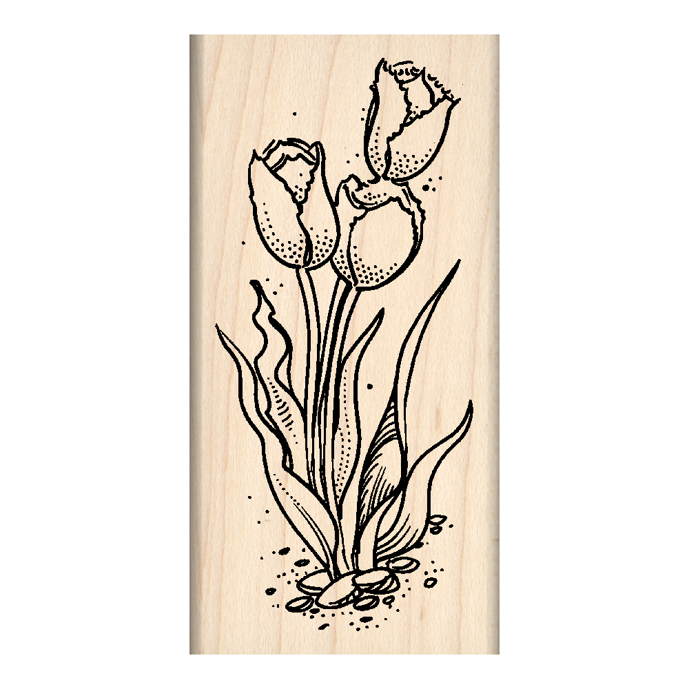 Tulips Rubber Stamp 1.5" x 3" block