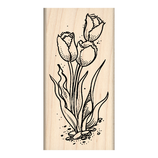 Tulips Rubber Stamp 1.5" x 3" block