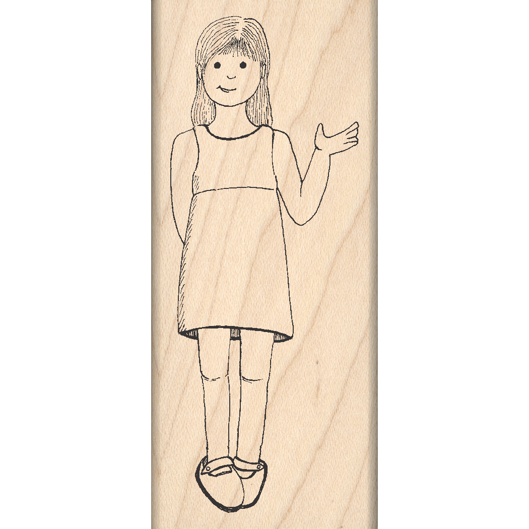Girl Rubber Stamp 1.5" x 3.5" block