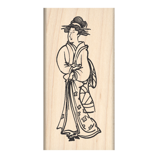 Japanese Woman Rubber Stamp 1.5" x 3" block