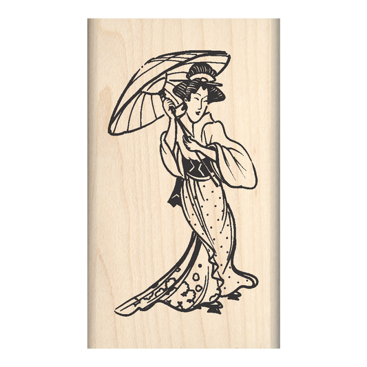 Japanese Woman Rubber Stamp 1.75" x 3" block