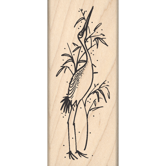 Japanese Crane Rubber Stamp 1.5" x 3.5" block