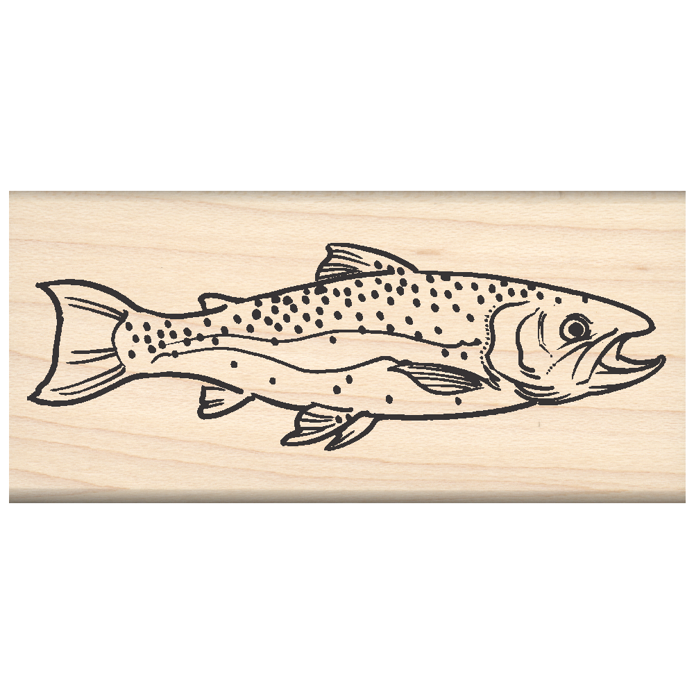 Trout Rubber Stamp 1.5" x 3.25" block