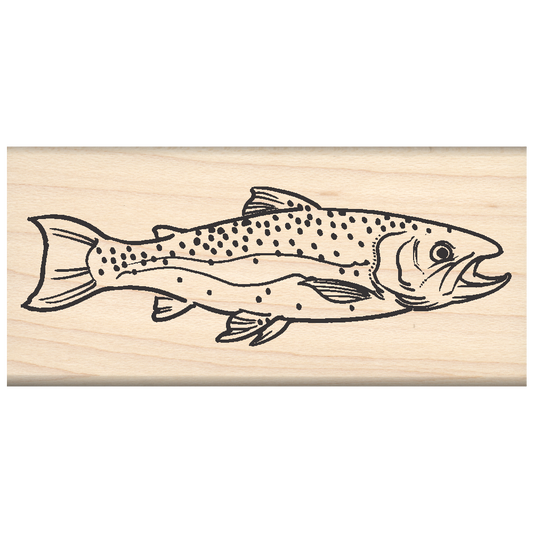 Trout Rubber Stamp 1.5" x 3.25" block